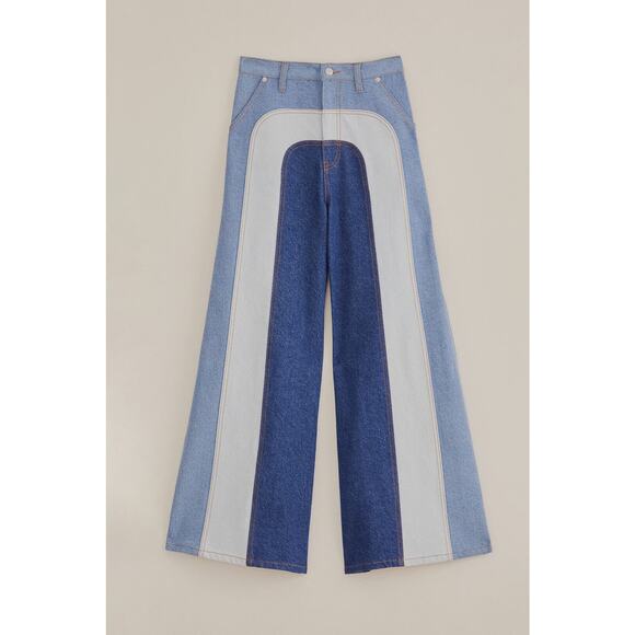 FARM Rio Pants - Farm Rio Patchwork Wide Pants - 29 Denim